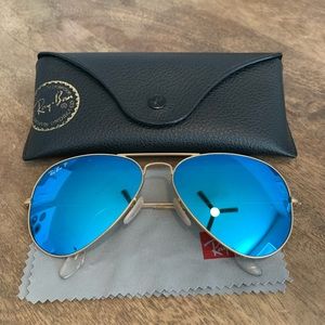 Gold & Blue Mirrored & Polarized Ray-Ban Aviators